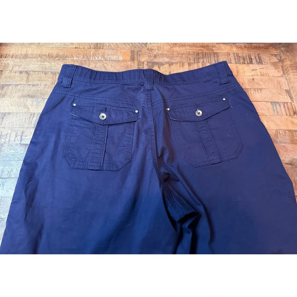 Lee Women Navy Blue Comfort Waistband Cargo Shorts Petite 16 333285D